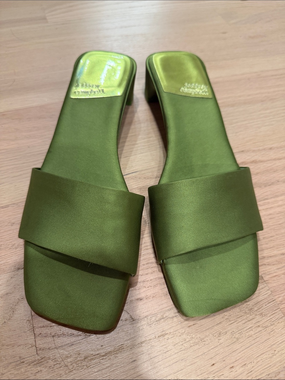 Pistachio Green Slide satin Sandals